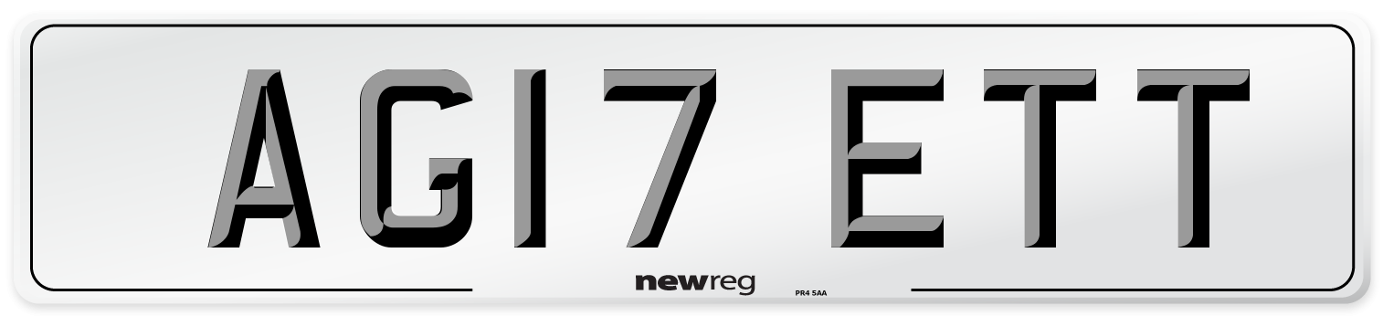 AG17 ETT Number Plate from New Reg